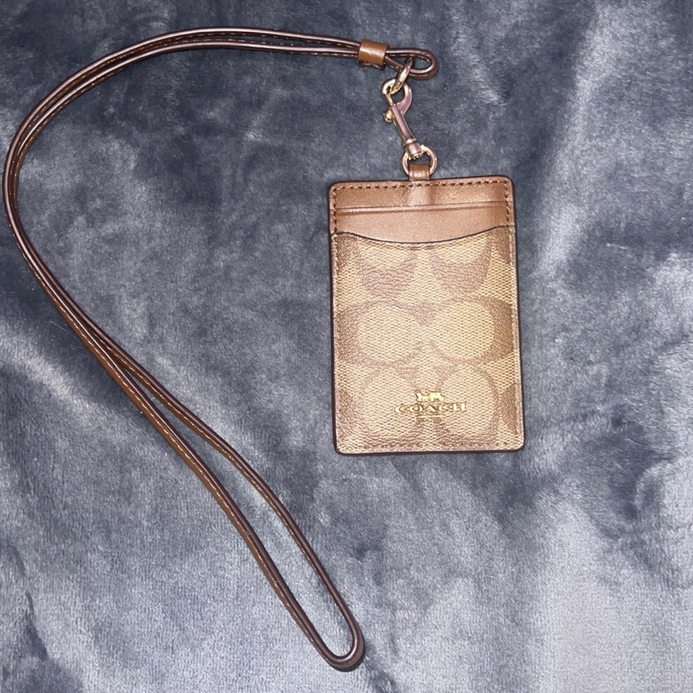 Brand new coach lanyard & wallet///Id Lanyard In Signature Canvas